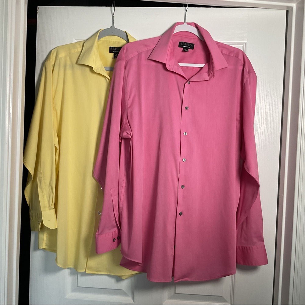 Alfani Men's Pink & Yellow Long-Sleeve Dress Shirts